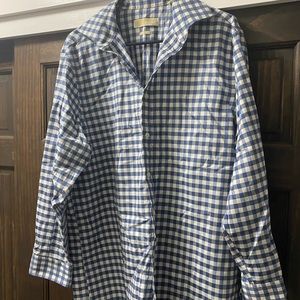 Michael Kors Men’s Dress Shirt, Blue Checkered, 16 1/2, 32/33, Non Iron